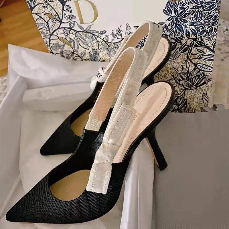 Low heel hollowed-out back platform sandals